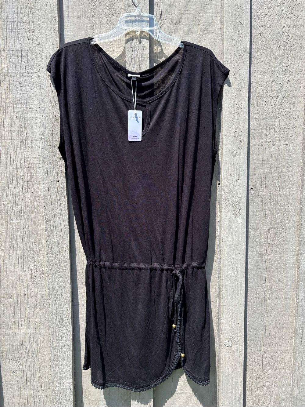 Lascana Black Women's Drawstring Waist swimsuit coverup